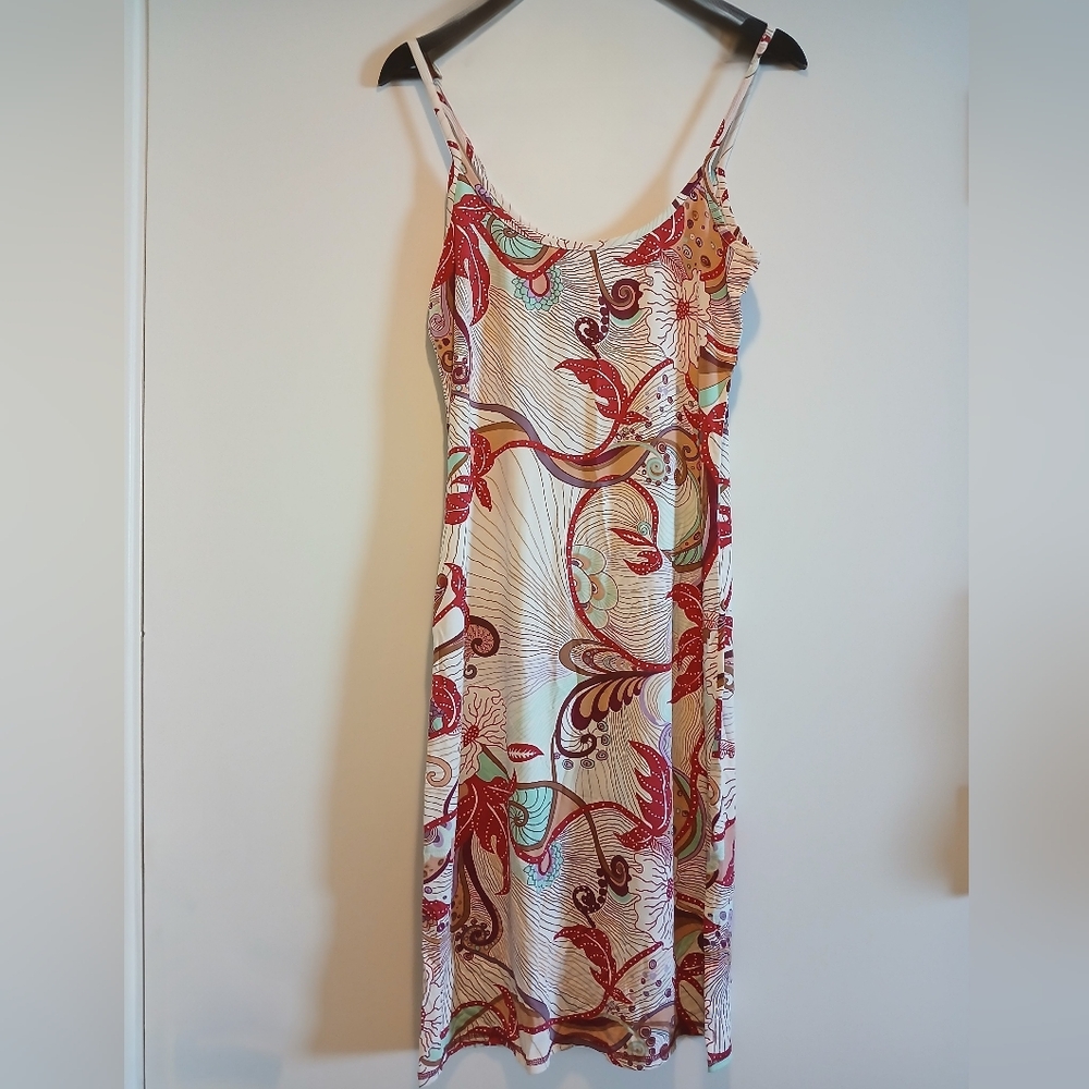 Elegant Multicolor Floral Midi Side Slit Stretch Dress
